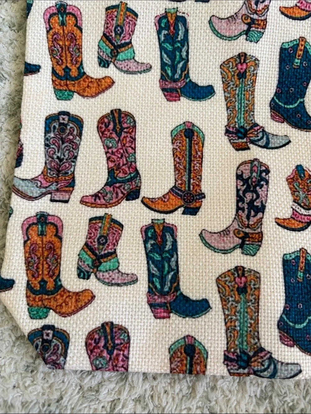Colorful Western Cowboy Boot Cosmetic Travel Zipper Bag NWT 8.5x7.5x2”